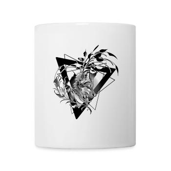 Geometrischer Fuchs mit Pflanzenrahmen - Tasse - Weiß - Vorne