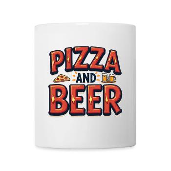 Pizza et bière Nourriture Alcool Dictons amusants - Mug blanc - blanc - Devant