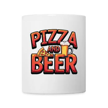 Pizza et bière Nourriture Alcool Dictons amusants - Mug blanc - blanc - Devant