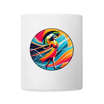 Femme colorée avec parapluie - Mug blanc - blanc - Devant