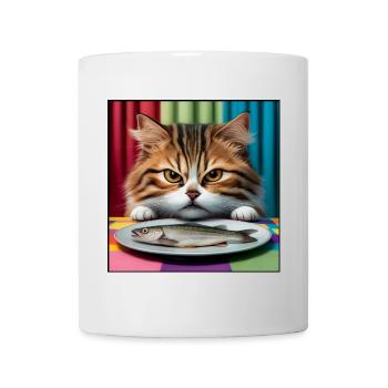 Cat with fish - Mug - white - Front