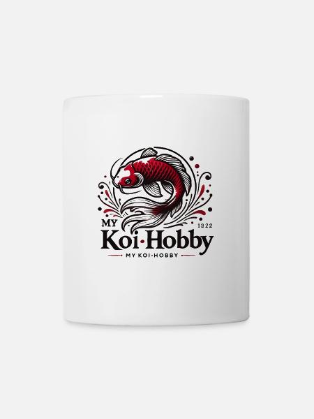 Eleganter roter Koi Fisch mit Wasserwelleneffekt - Tasse - Weiß