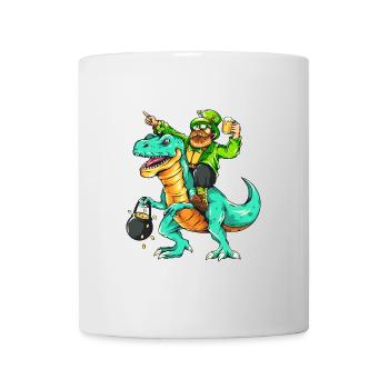 Saint-Patrick Leprechaun Leprechaun Bière Dino T-Rex - Mug blanc - blanc - Devant
