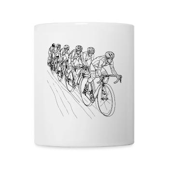 Radfahrer Strichzeichnung - Tasse - Weiß - Vorne