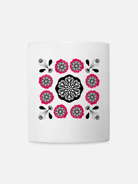 Flowerpower black and pink - Tasse - Weiß