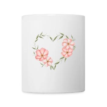 Herz mit Blumen und Blättern - Tasse - Weiß - Vorne