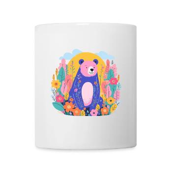 Bunter Bär im Blumengarten - Tasse - Weiß - Vorne