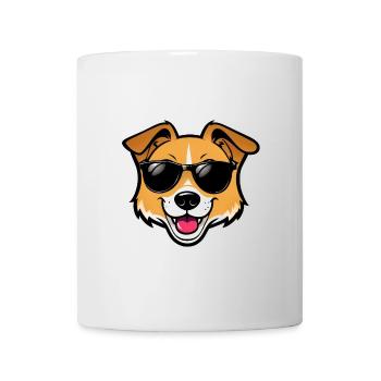 Cooler Cartoon Hund mit Sonnenbrille - Tasse - Weiß - Vorne