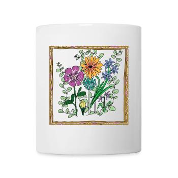 Blumen, Blüten und Pflanzen - Tasse - Weiß - Vorne