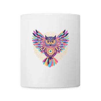 Regenbogenmandala-Eule - Tasse - Weiß - Vorne