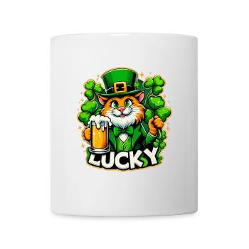 Saint-Patrick Leprechaun Cat Happy - Mug blanc - blanc - Devant