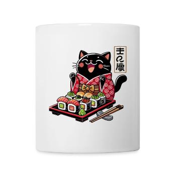 Sushi Chat Noir Kimono Maki Nigiri Cadeau - Mug blanc - blanc - Devant