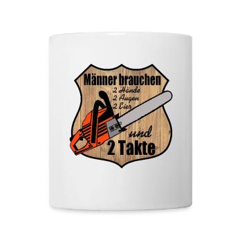 Tronçonneuse , Bois de chauffage , Old School , 2 temps (25) - Mug blanc - blanc - Devant