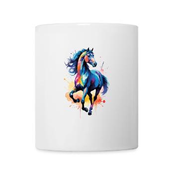 Pferd Motiv Pferdemotiv Aquarell Wasserfarben - Tasse - Weiß - Vorne