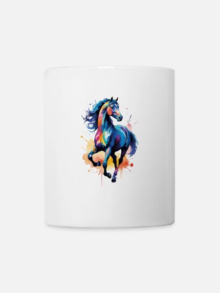 Motif Cheval Motif Cheval Aquarelle Aquarelles - Mug blanc - blanc