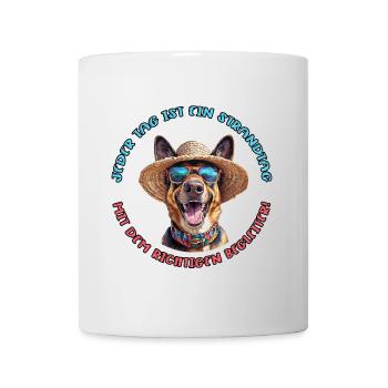 Deutscher Schäferhund: Jeder Tag am Strand - Tasse - Weiß - Vorne