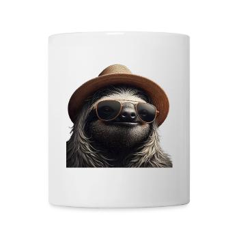 Faultier mit Hut und Sonnenbrille - Tasse - Weiß - Vorne