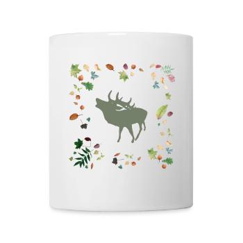 Hirsch mit Herbstlaub - Tasse - Weiß - Vorne