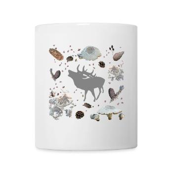 Cerf aux pommes de pin et champignons - Mug blanc - blanc - Devant