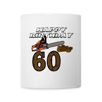 60e anniversaire , Tronçonneuse en bois (25) - Mug blanc - blanc - Devant