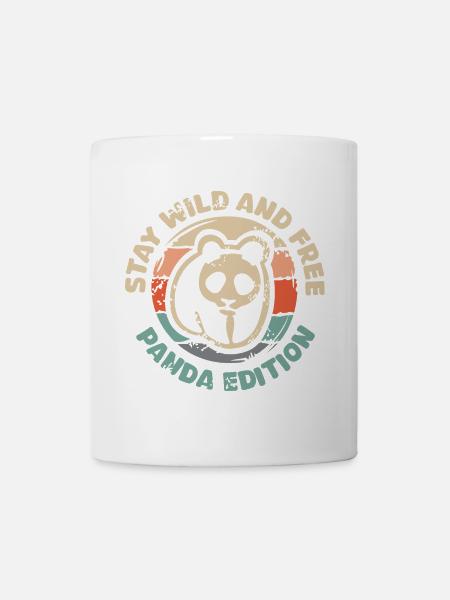 Stay Wild and Free – Panda Edition Retro Design - Tasse - Weiß