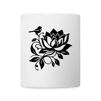 Le lotus noir et l'oiseau - Mug blanc - blanc - Devant