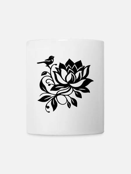 Le lotus noir et l'oiseau - Mug blanc - blanc