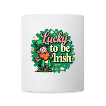 Lucky to be Irish – St. Patrick's Day Leprechaun - Mug - white - Front