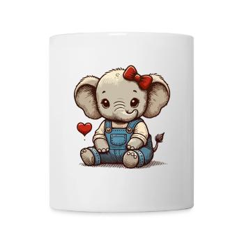 Elefantenbaby in Vintage-Latzhose - Tasse - Weiß - Vorne