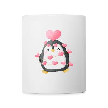 Loving Penguin with Heart Decoration - Mug - white - Front