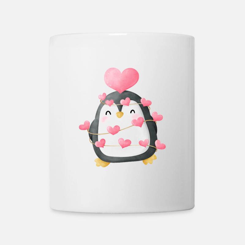 Loving Penguin with Heart Decoration - Mug - white