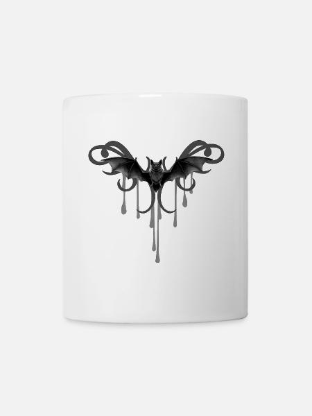Gothic Motiv Fledermaus mit Tropfen Muster - Tasse - Weiß