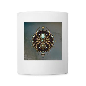 Goldene Eleganz: Die Spinne der Geheimnisse. - Tasse - Weiß - Vorne