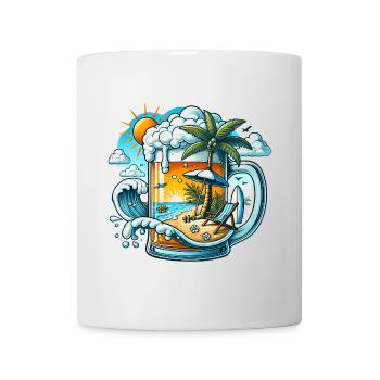 Bier & Strand – Der perfekte Urlaub - Tasse - Weiß - Vorne