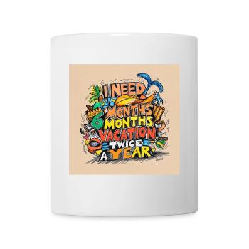 I need 6 months of vacation – twice a year - Mug - white - Front