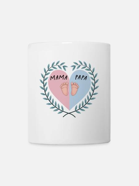 Coeur de maman et papa avec pieds de bébé - Mug blanc - blanc