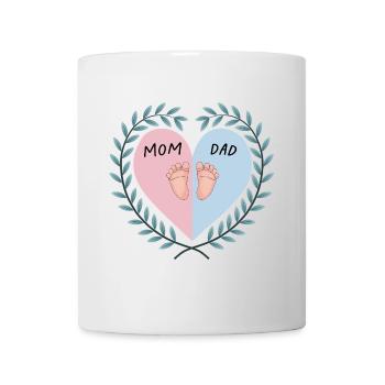 MOM & DAD Heart with Cute Baby Feet - Mug - white - Front