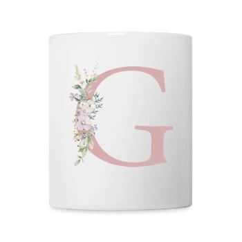 G Monogram, Floral, Personnalisable - Mug blanc - blanc - Devant