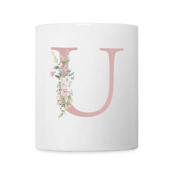 U Monogramme, Floral, Personnalisable - Mug blanc - blanc - Devant