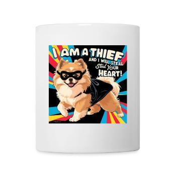 Comicstyle Pomeranian Dog "I am a thief" - Mug - white - Front