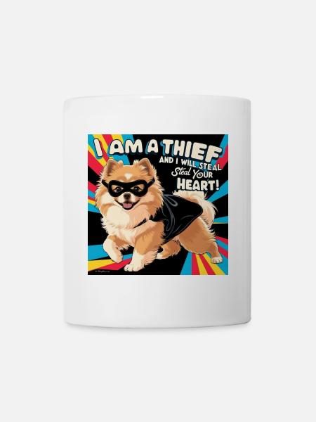 Comicstyle Pomeranian Dog "I am a thief" - Mug - white