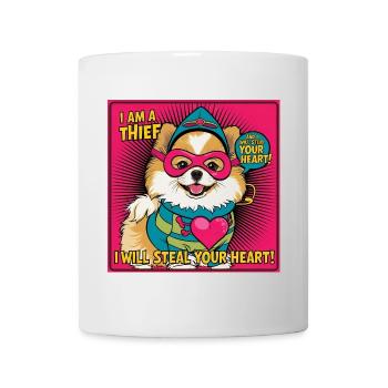 Comicstyle Pomeranian Dog "I am a thief" - Mug - white - Front