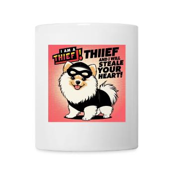 Comicstyle Pomeranian Dog "I am a thief" - Mug - white - Front
