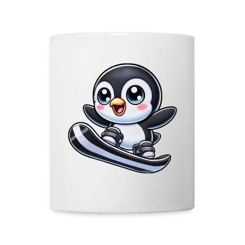 Süßer Pinguin Snowboarder Cartoon Wintersport - Tasse - Weiß - Vorne