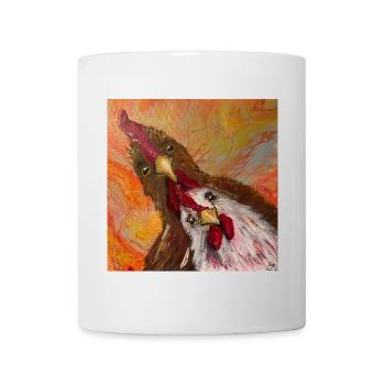 Rooster and chicken - Mug - white - Front