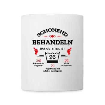 HANDLE MIT SORGFALT – 96 JAHRE PERFEKTION - Tasse - Weiß - Vorne