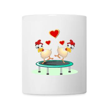 Hühner Paare TRAMPOLIN SPRINGEN - Tasse - Weiß - Vorne