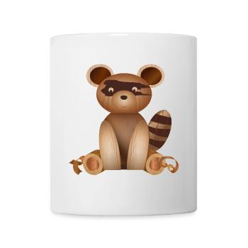 Illustration en aspect bois – figure de raton laveur - Mug blanc - blanc - Devant