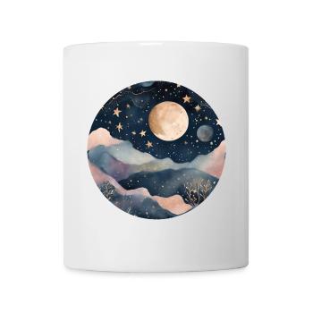 Mondbeschienene Traumlandschaft über Pastel Peaks - Tasse - Weiß - Vorne