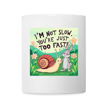 Un lapin et un escargot « Slow and Fast » - Mug blanc - blanc - Devant